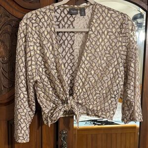 Brown and Cream Patterned Blouse